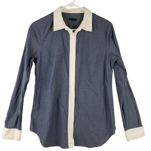 Ann Taylor Blue and White Button Down Shirt
